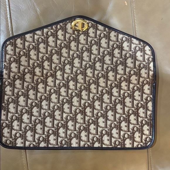 Dior Brown Monogram Clutch with Gold Detail - Picture 5 of 6
